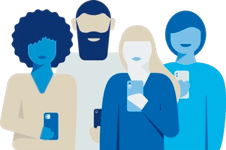 familia segura com celular